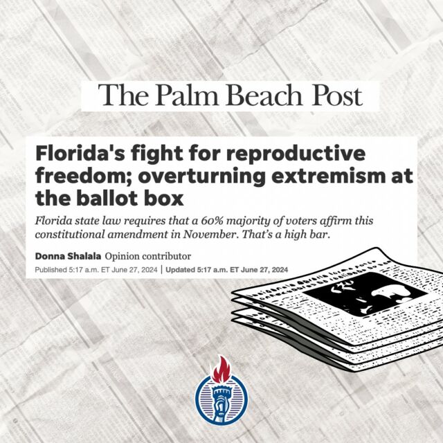 Did you see FWFC Chair Donna Shalala’s new op-ed in the Palm Beach post? 📰 

Read it here: https://www.palmbeachpost.com/story/opinion/columns/2024/06/27/take-back-your-abortion-rights-by-voting-for-florida-amendment/74207951007/

#YesOn4