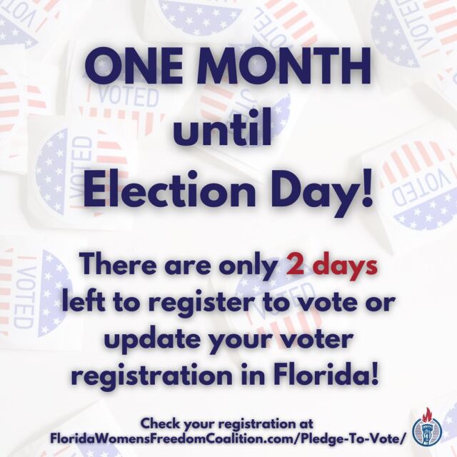 Election Day is a month away! Are you ready to vote #YesOn4? 💜🗳️

Check and update your voter registration at FloridaWomensFreedomCoalition.com/Pledge-To-Vote/